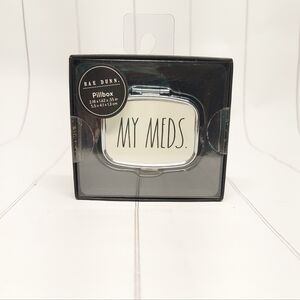 Rae Dunn Compact Two-Compartment Pill Case in Cream and Black MY MEDS